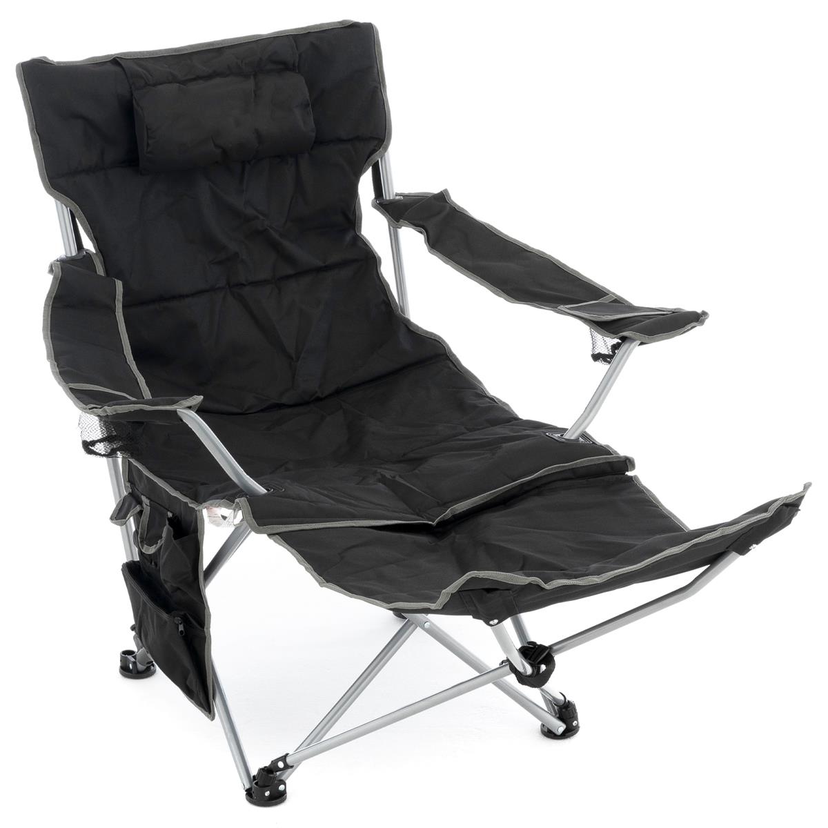 Kempingová židle Dilego s podnožkou - černá